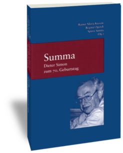 Summa.Dieter Simon zum 70. GeburtstagHerausgegeben von Rainer Maria Kiesow, Regina Ogorek und Spiros SimitisStudien zur europäischen Rechtsgeschichte 193Juristische Briefwechsel des 19. JahrhundertsFrankfurt am Main: Klostermann 2005