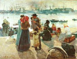 Tuscan emigrants leaving Italy for New Zealand, 1890s, Leghorn.